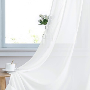 NICETOWN Patio Door Sheer Curtains 96 inch Length, Ring Top Voile Textured Airy Sheer Curtains and Drapes Elegant for Bedroom/Living Room Home Decor, Beige, 54 inch Wide, 2 Panels(Pure White)