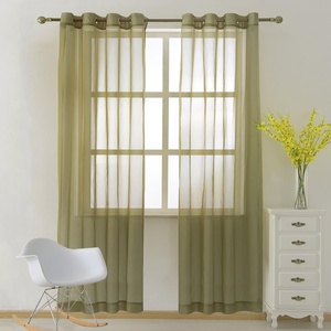 NICETOWN Patio Door Sheer Curtains 96 inch Length, Ring Top Voile Textured Airy Sheer Curtains and Drapes Elegant for Bedroom/Living Room Home Decor, Beige, 54 inch Wide, 2 Panels(Army Green)