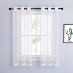 NICETOWN Patio Door Sheer Curtains 96 inch Length, Ring Top Voile Textured Airy Sheer Curtains and Drapes Elegant for Bedroom/Living Room Home Decor, Beige, 54 inch Wide, 2 Panels(Ivory)