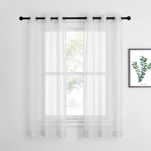 NICETOWN Patio Door Sheer Curtains 96 inch Length, Ring Top Voile Textured Airy Sheer Curtains and Drapes Elegant for Bedroom/Living Room Home Decor, Beige, 54 inch Wide, 2 Panels(Light Gray)