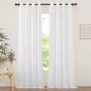 NICETOWN Patio Door Sheer Curtains 96 inch Length, Ring Top Voile Textured Airy Sheer Curtains and Drapes Elegant for Bedroom/Living Room Home Decor, Beige, 54 inch Wide, 2 Panels(Off White)
