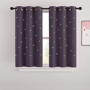 NICETOWN Sage Green Nursery Curtain with Cut Out Stars, W52 x L63, 2 Panels(Greyish Purple)