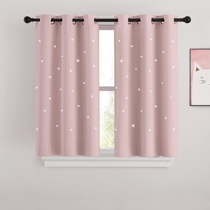 NICETOWN Sage Green Nursery Curtain with Cut Out Stars, W52 x L63, 2 Panels(Light Pink)