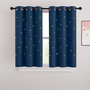 NICETOWN Sage Green Nursery Curtain with Cut Out Stars, W52 x L63, 2 Panels(Moroccan Blue)