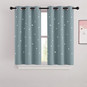 NICETOWN Sage Green Nursery Curtain with Cut Out Stars, W52 x L63, 2 Panels(Stormy Sea)
