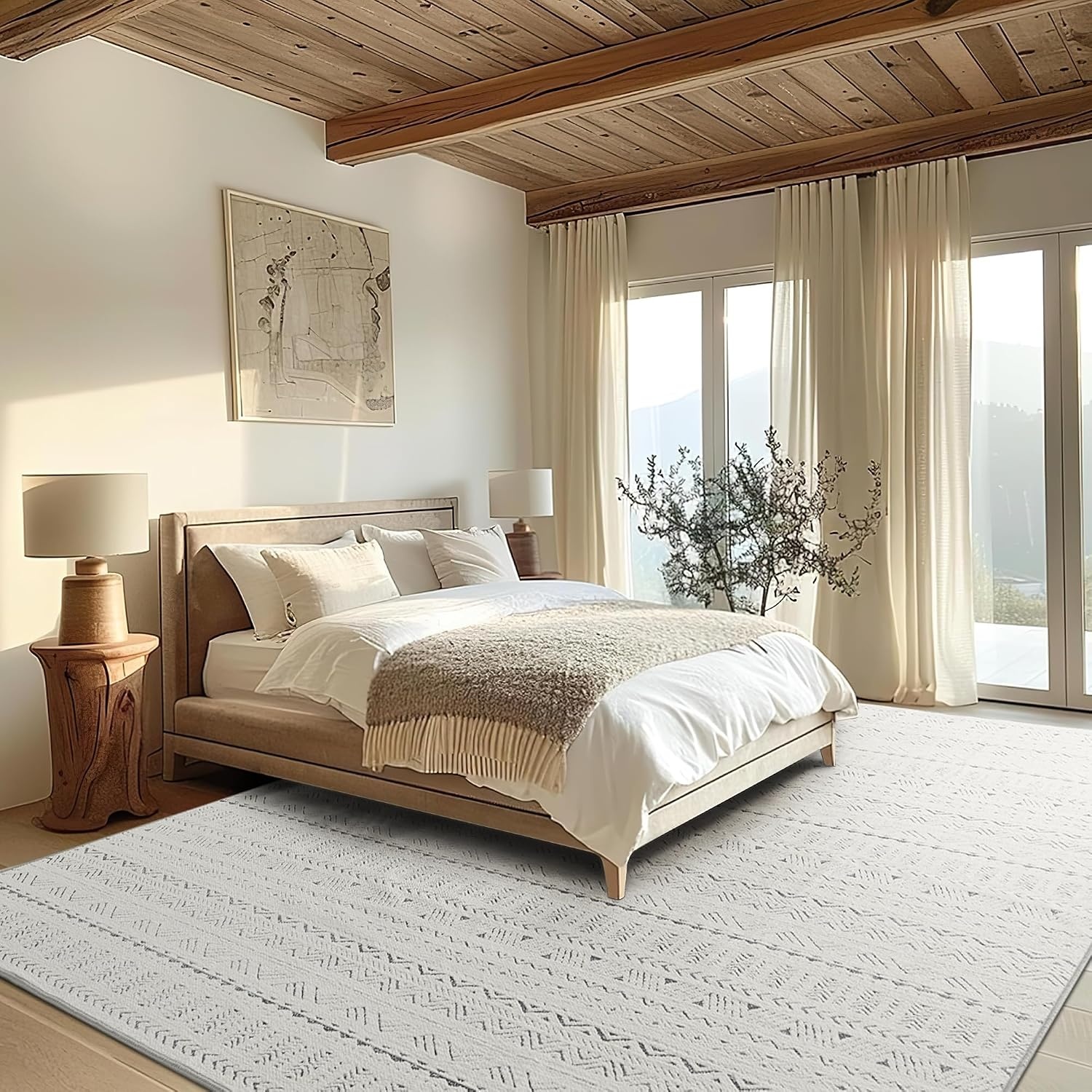 image:imageNICETOWN 8x10 UltraThin Brown Oriental Rug for Bedroom Tumble Washable Area Rugs 8x10 Boho NonSlip Vintage Living Room Rugs Oriental Carpet Entrance for Kitchen Laundry Bathroom BedroomJacquard Sandy Grey