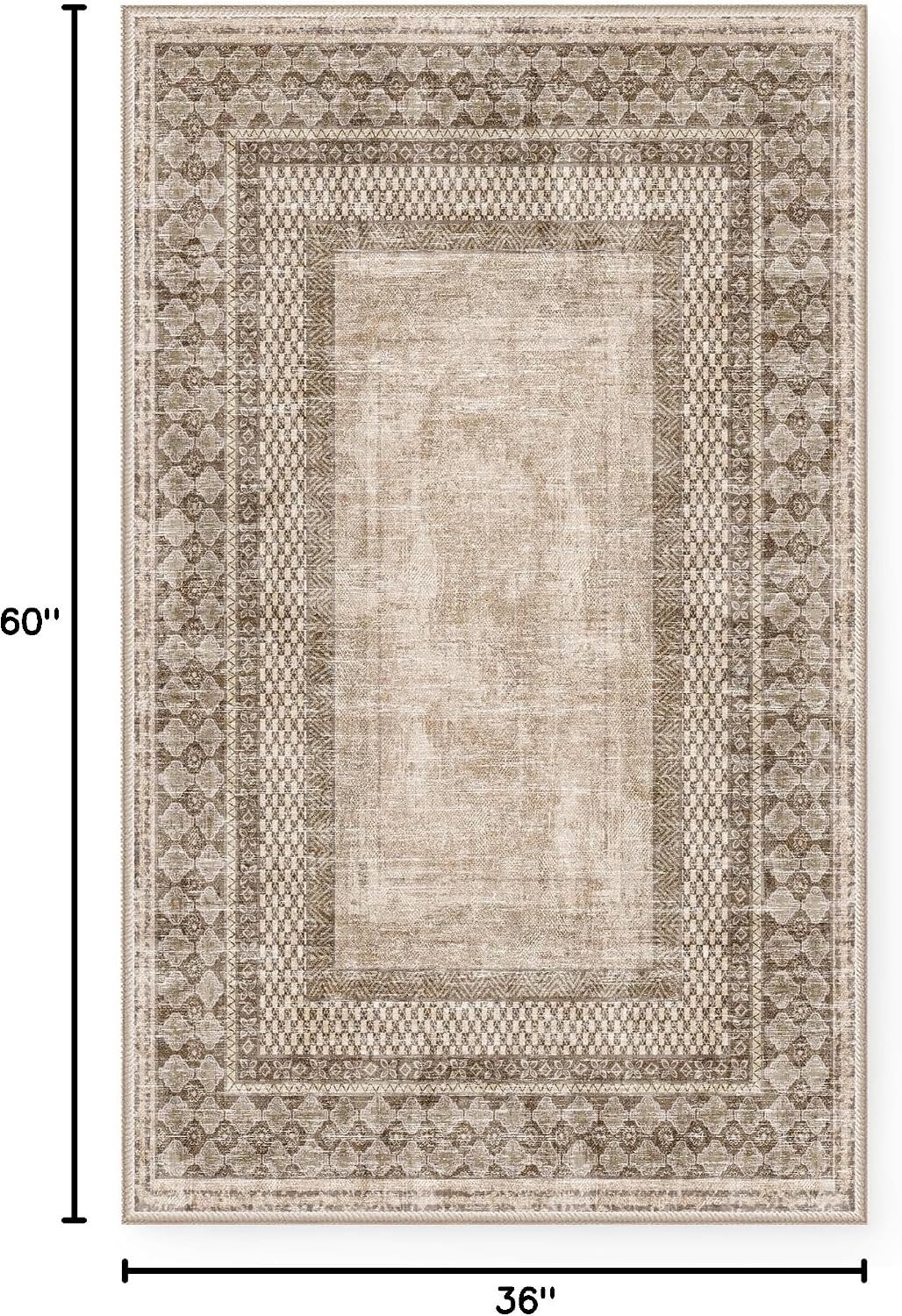 image:imageNICETOWN 8x10 UltraThin Brown Oriental Rug for Bedroom Tumble Washable Area Rugs 8x10 Boho NonSlip Vintage Living Room Rugs Oriental Carpet Entrance for Kitchen Laundry Bathroom BedroomBrown
