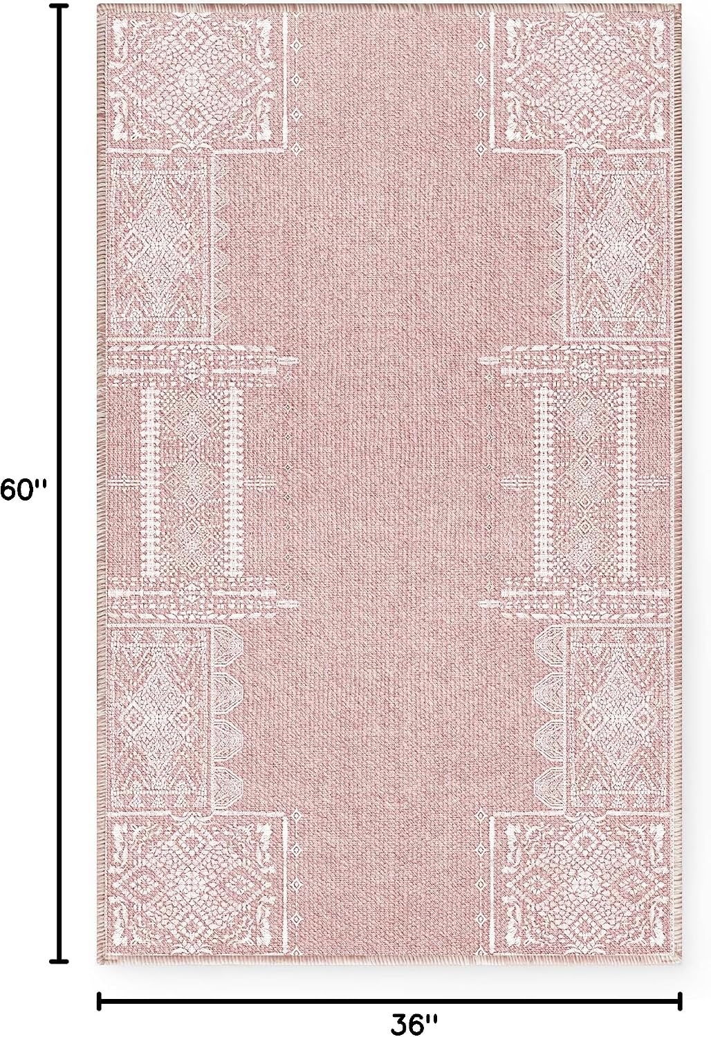 image:imageNICETOWN 8x10 UltraThin Brown Oriental Rug for Bedroom Tumble Washable Area Rugs 8x10 Boho NonSlip Vintage Living Room Rugs Oriental Carpet Entrance for Kitchen Laundry Bathroom BedroomPink