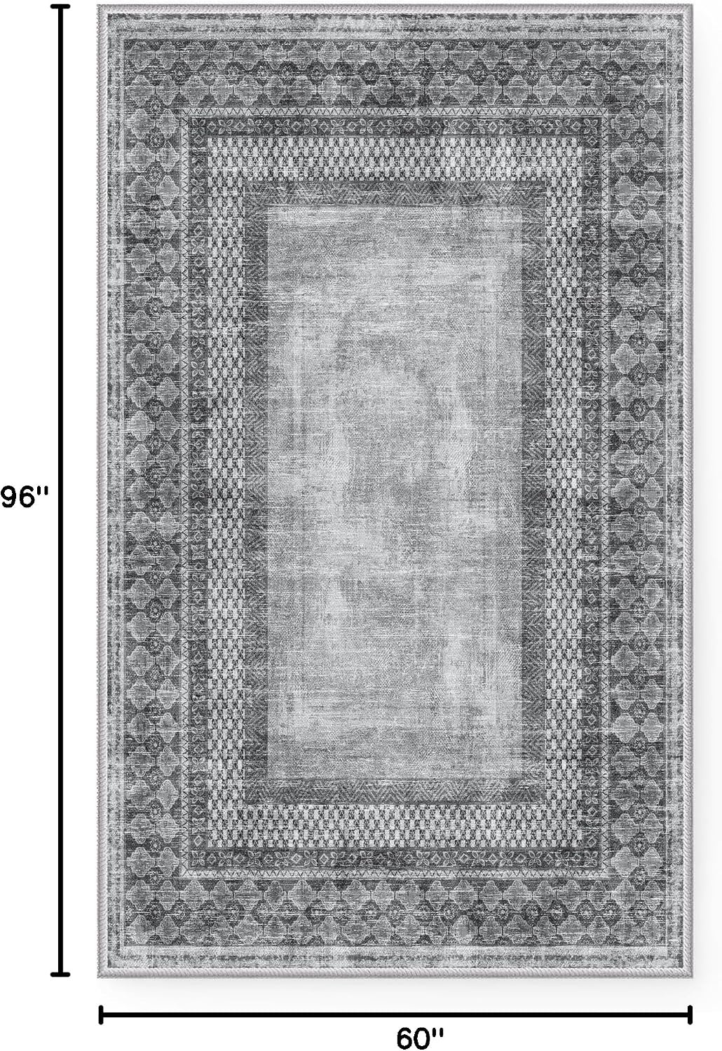 image:imageNICETOWN 8x10 UltraThin Brown Oriental Rug for Bedroom Tumble Washable Area Rugs 8x10 Boho NonSlip Vintage Living Room Rugs Oriental Carpet Entrance for Kitchen Laundry Bathroom BedroomGrey