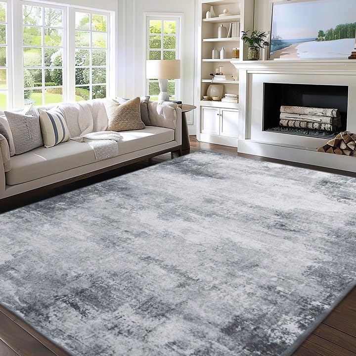 image:imageNICETOWN 8x10 UltraThin Brown Oriental Rug for Bedroom Tumble Washable Area Rugs 8x10 Boho NonSlip Vintage Living Room Rugs Oriental Carpet Entrance for Kitchen Laundry Bathroom BedroomSandy Grey