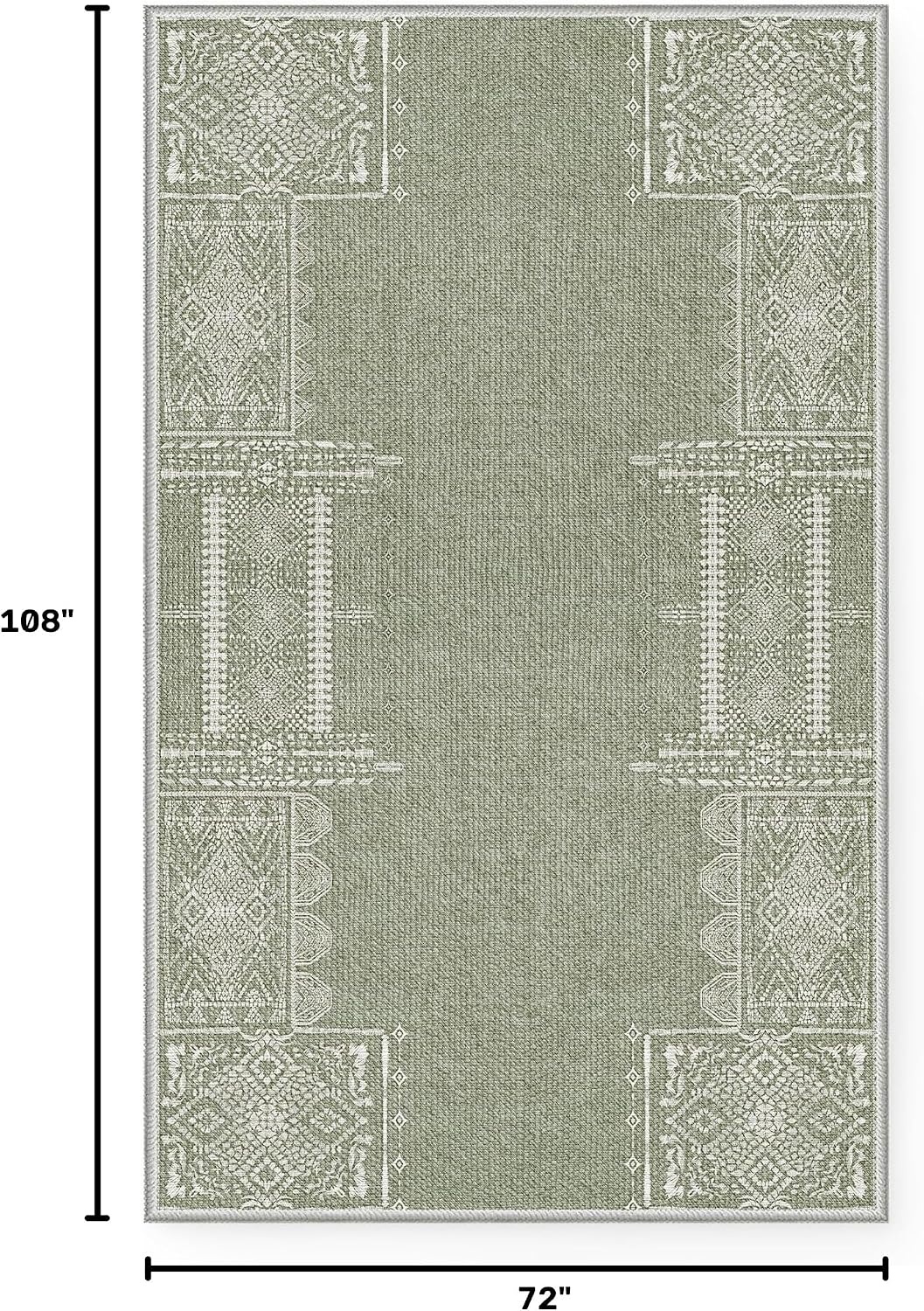 image:imageNICETOWN 8x10 UltraThin Brown Oriental Rug for Bedroom Tumble Washable Area Rugs 8x10 Boho NonSlip Vintage Living Room Rugs Oriental Carpet Entrance for Kitchen Laundry Bathroom BedroomSage Green