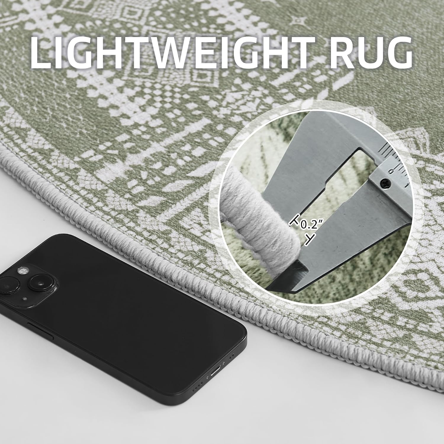 image:imageNICETOWN 8x10 UltraThin Brown Oriental Rug for Bedroom Tumble Washable Area Rugs 8x10 Boho NonSlip Vintage Living Room Rugs Oriental Carpet Entrance for Kitchen Laundry Bathroom BedroomSage Green