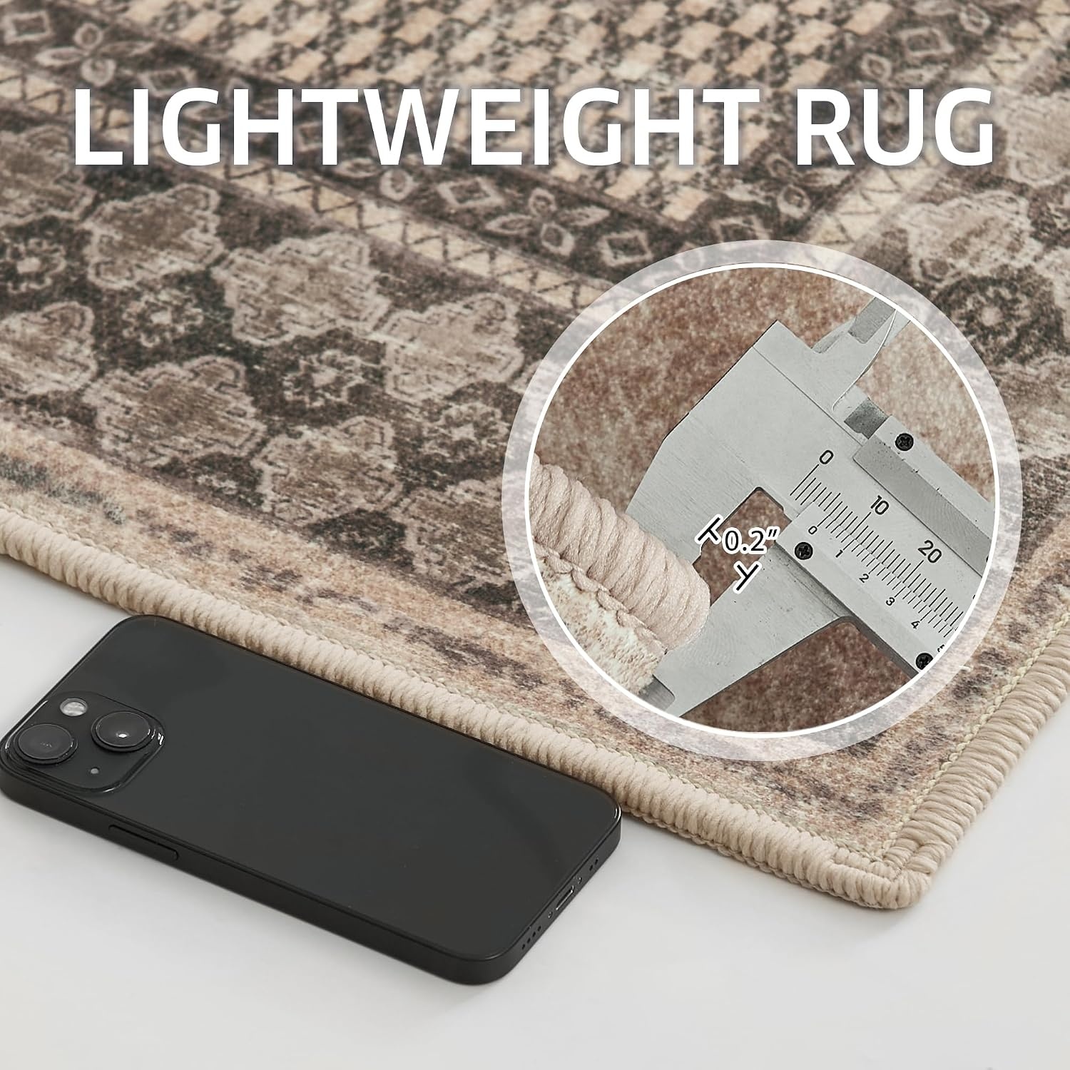 image:imageNICETOWN 8x10 UltraThin Brown Oriental Rug for Bedroom Tumble Washable Area Rugs 8x10 Boho NonSlip Vintage Living Room Rugs Oriental Carpet Entrance for Kitchen Laundry Bathroom BedroomBrown