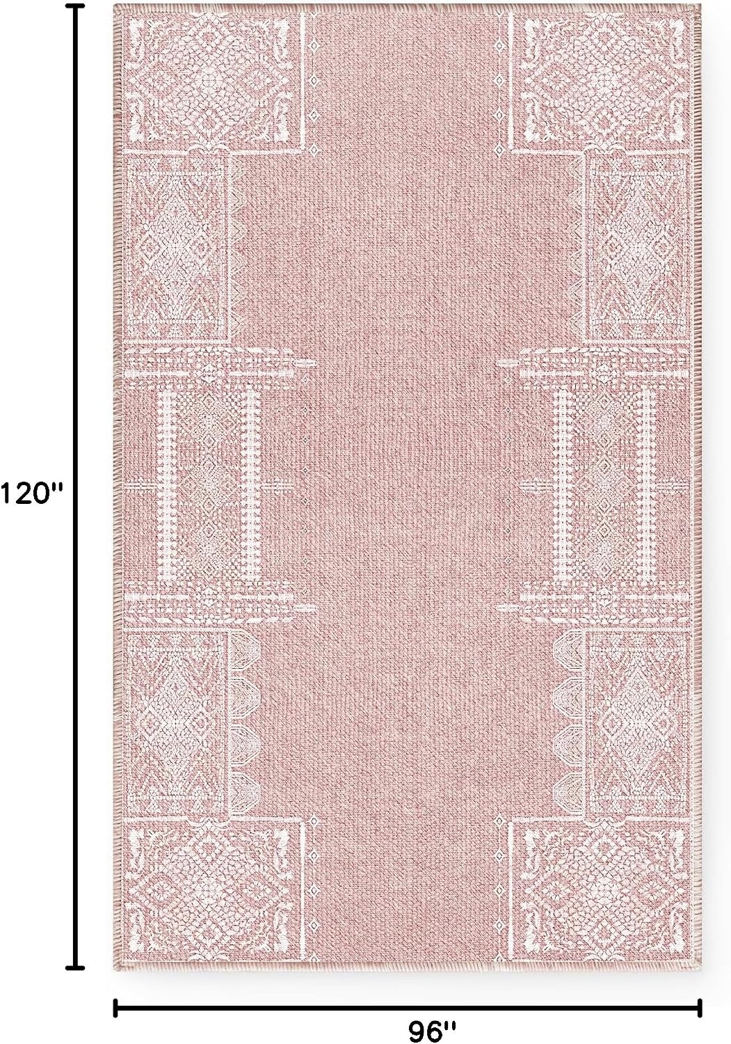 image:imageNICETOWN 8x10 UltraThin Brown Oriental Rug for Bedroom Tumble Washable Area Rugs 8x10 Boho NonSlip Vintage Living Room Rugs Oriental Carpet Entrance for Kitchen Laundry Bathroom BedroomPink