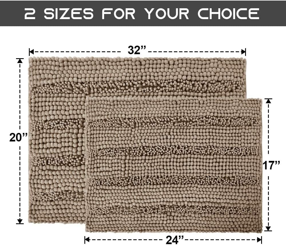 image:imageNICETOWN Black Bathroom Floor Mat AntiSlip Soft Living Room Bedroom Mat Floor Water Absorbent LowProfile Rug Doormat for Entry Mud Room Mat Back Door High Traffic Areas 47 x 24 inchesTaupe Brown