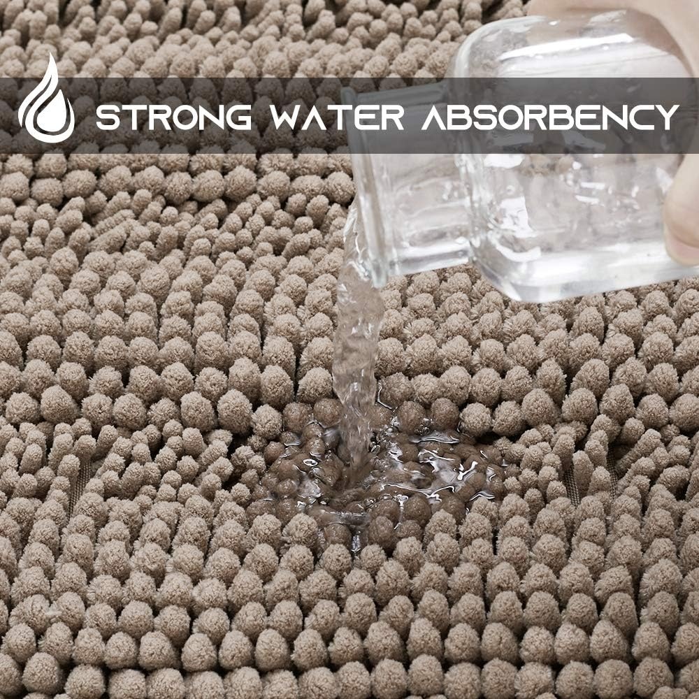 image:imageNICETOWN Black Bathroom Floor Mat AntiSlip Soft Living Room Bedroom Mat Floor Water Absorbent LowProfile Rug Doormat for Entry Mud Room Mat Back Door High Traffic Areas 47 x 24 inchesTaupe