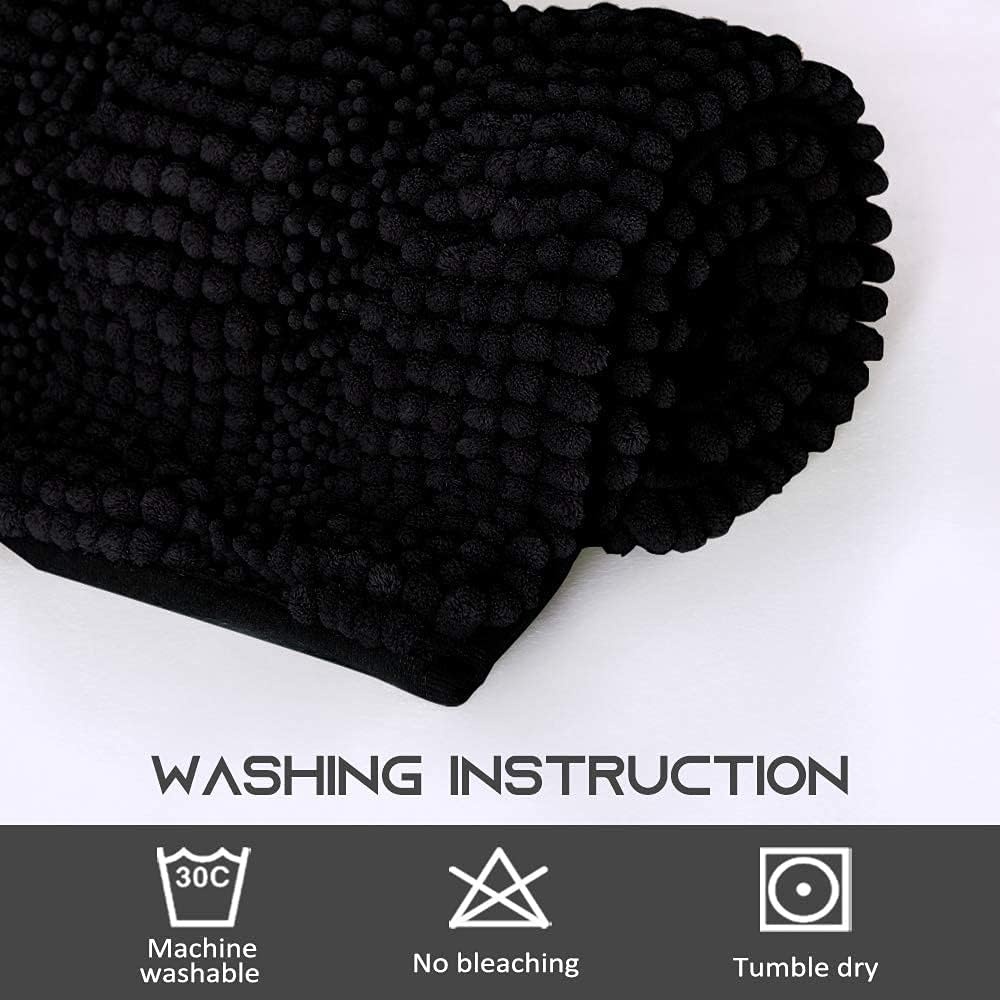 image:imageNICETOWN Black Bathroom Floor Mat AntiSlip Soft Living Room Bedroom Mat Floor Water Absorbent LowProfile Rug Doormat for Entry Mud Room Mat Back Door High Traffic Areas 47 x 24 inchesBlack