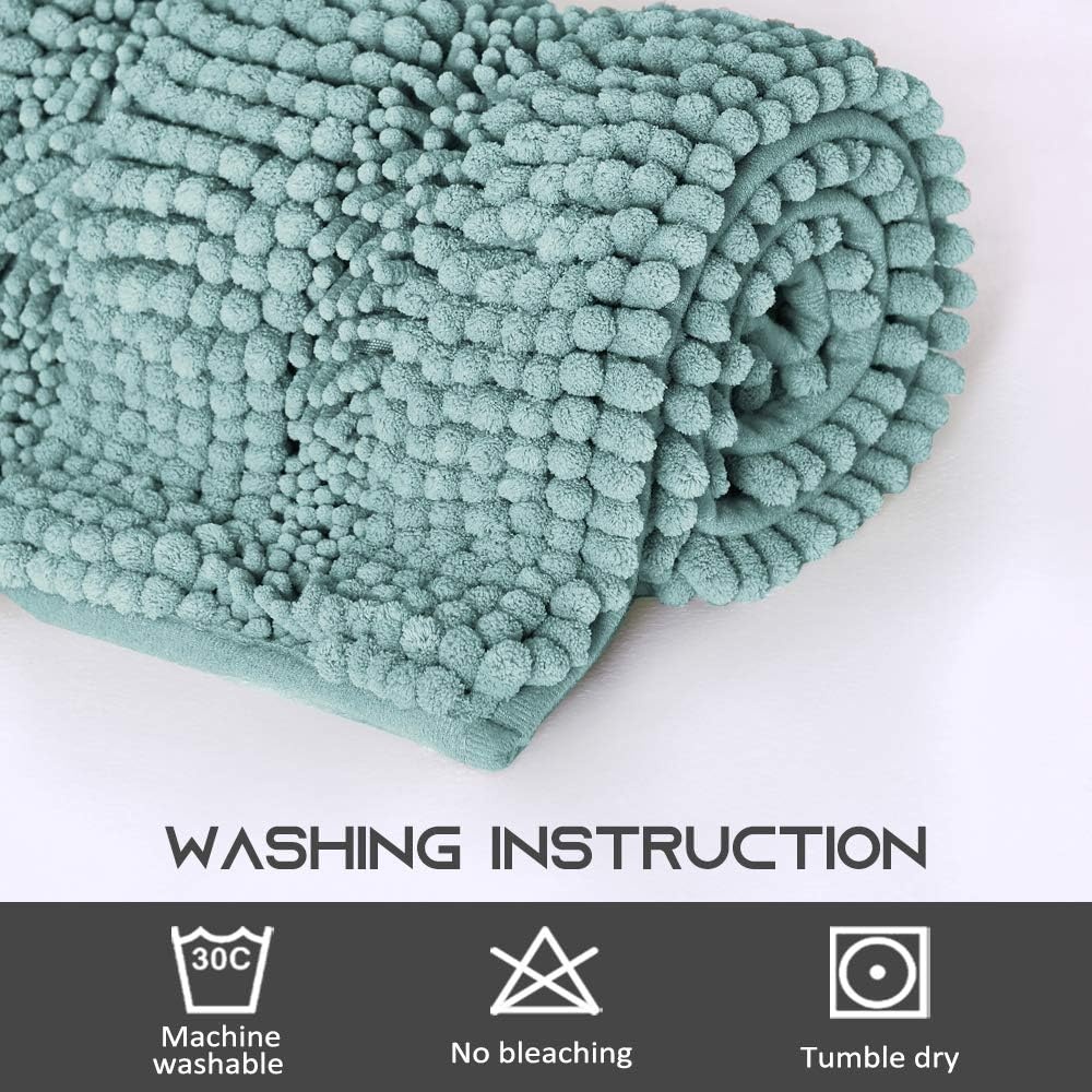 image:imageNICETOWN Black Bathroom Floor Mat AntiSlip Soft Living Room Bedroom Mat Floor Water Absorbent LowProfile Rug Doormat for Entry Mud Room Mat Back Door High Traffic Areas 47 x 24 inchesEggshell Green