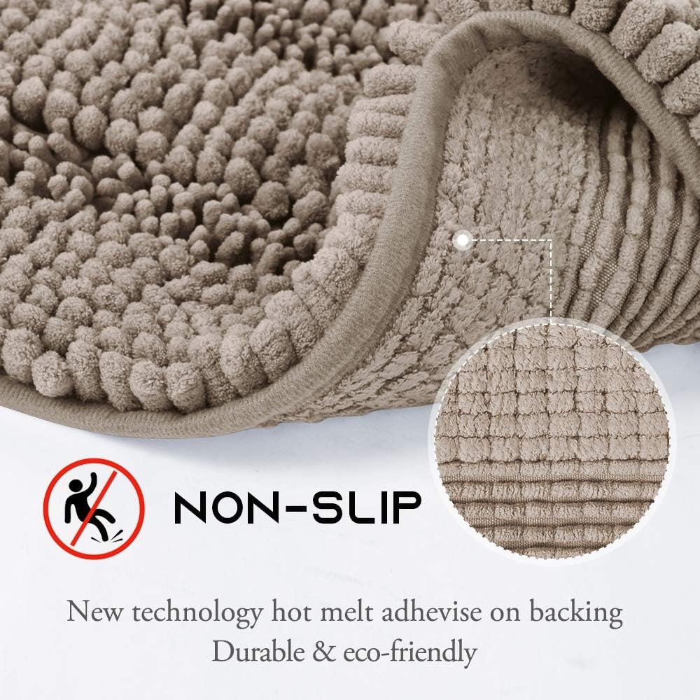 image:imageNICETOWN Black Bathroom Floor Mat AntiSlip Soft Living Room Bedroom Mat Floor Water Absorbent LowProfile Rug Doormat for Entry Mud Room Mat Back Door High Traffic Areas 47 x 24 inchesTaupe