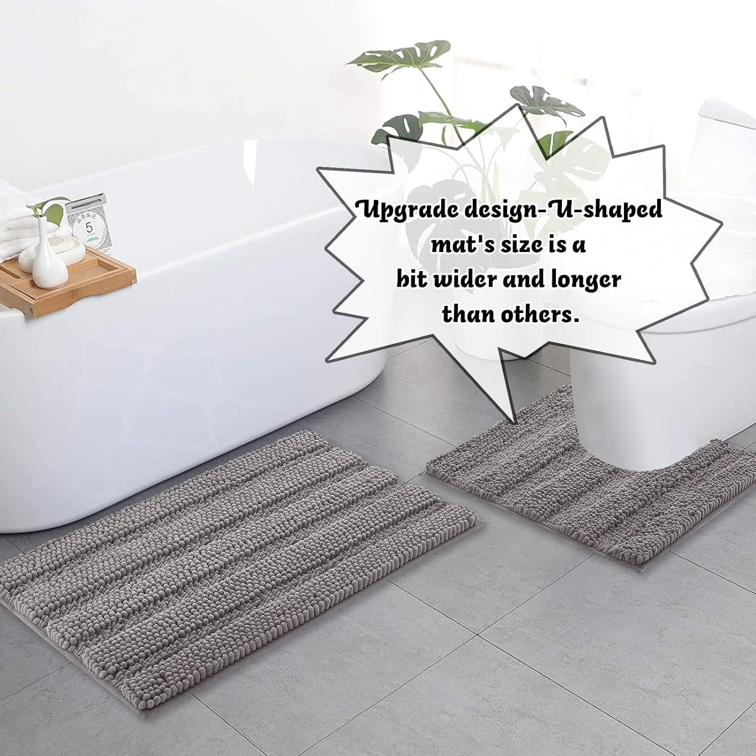 image:imageNICETOWN Black Bathroom Floor Mat AntiSlip Soft Living Room Bedroom Mat Floor Water Absorbent LowProfile Rug Doormat for Entry Mud Room Mat Back Door High Traffic Areas 47 x 24 inchesDove Grey