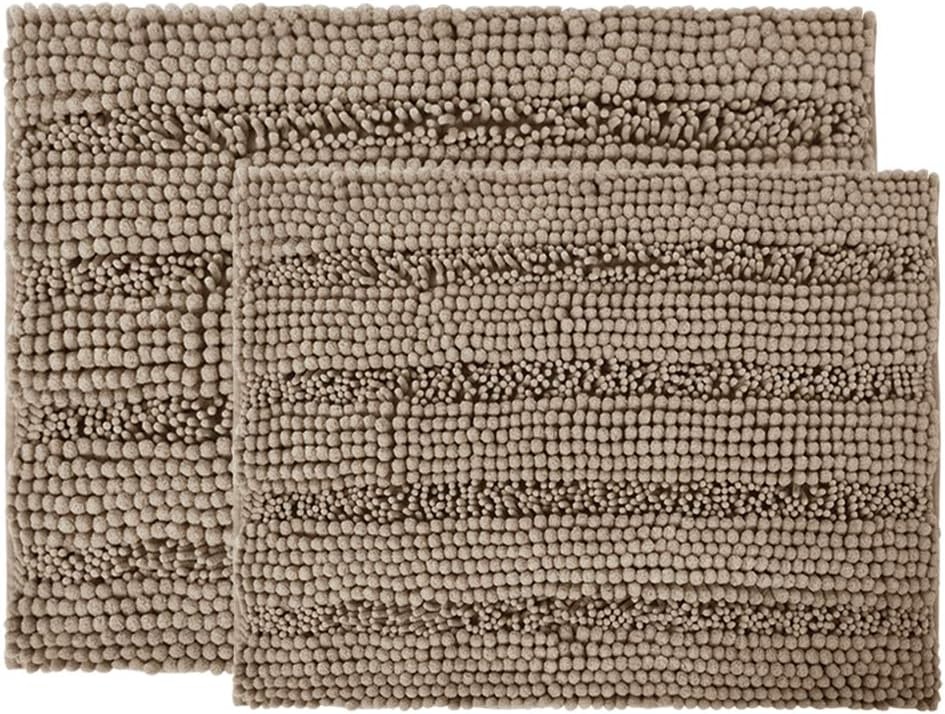 image:imageNICETOWN Black Bathroom Floor Mat AntiSlip Soft Living Room Bedroom Mat Floor Water Absorbent LowProfile Rug Doormat for Entry Mud Room Mat Back Door High Traffic Areas 47 x 24 inchesTaupe Brown