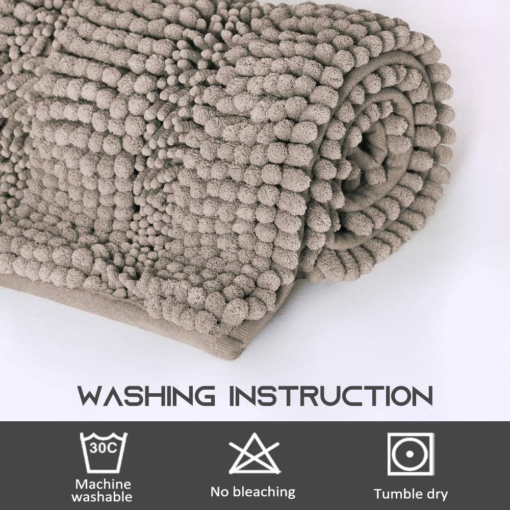 image:imageNICETOWN Black Bathroom Floor Mat AntiSlip Soft Living Room Bedroom Mat Floor Water Absorbent LowProfile Rug Doormat for Entry Mud Room Mat Back Door High Traffic Areas 47 x 24 inchesTaupe