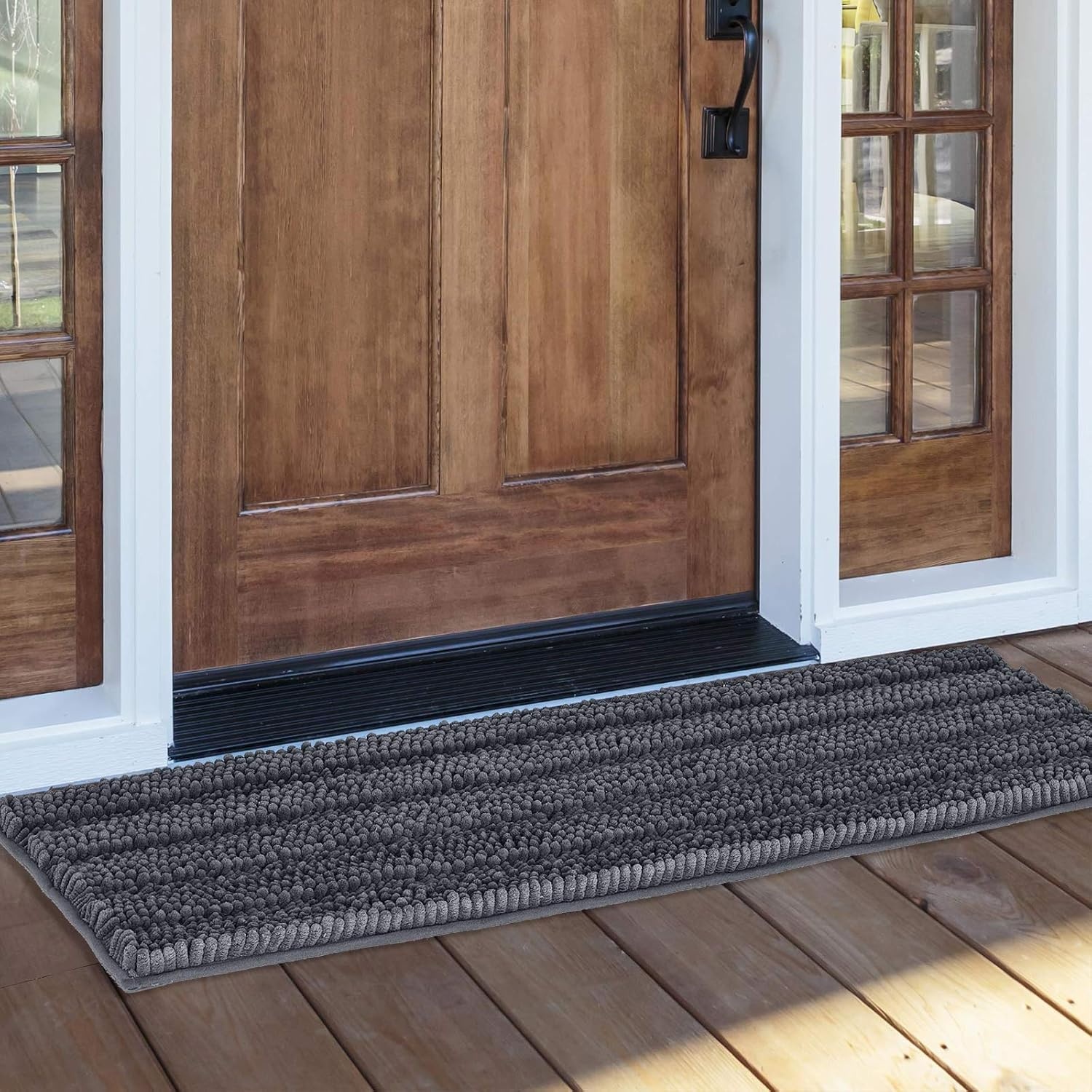 image:imageNICETOWN Black Bathroom Floor Mat AntiSlip Soft Living Room Bedroom Mat Floor Water Absorbent LowProfile Rug Doormat for Entry Mud Room Mat Back Door High Traffic Areas 47 x 24 inchesGrey