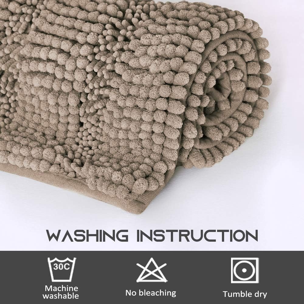 image:imageNICETOWN Black Bathroom Floor Mat AntiSlip Soft Living Room Bedroom Mat Floor Water Absorbent LowProfile Rug Doormat for Entry Mud Room Mat Back Door High Traffic Areas 47 x 24 inchesTaupe Brown