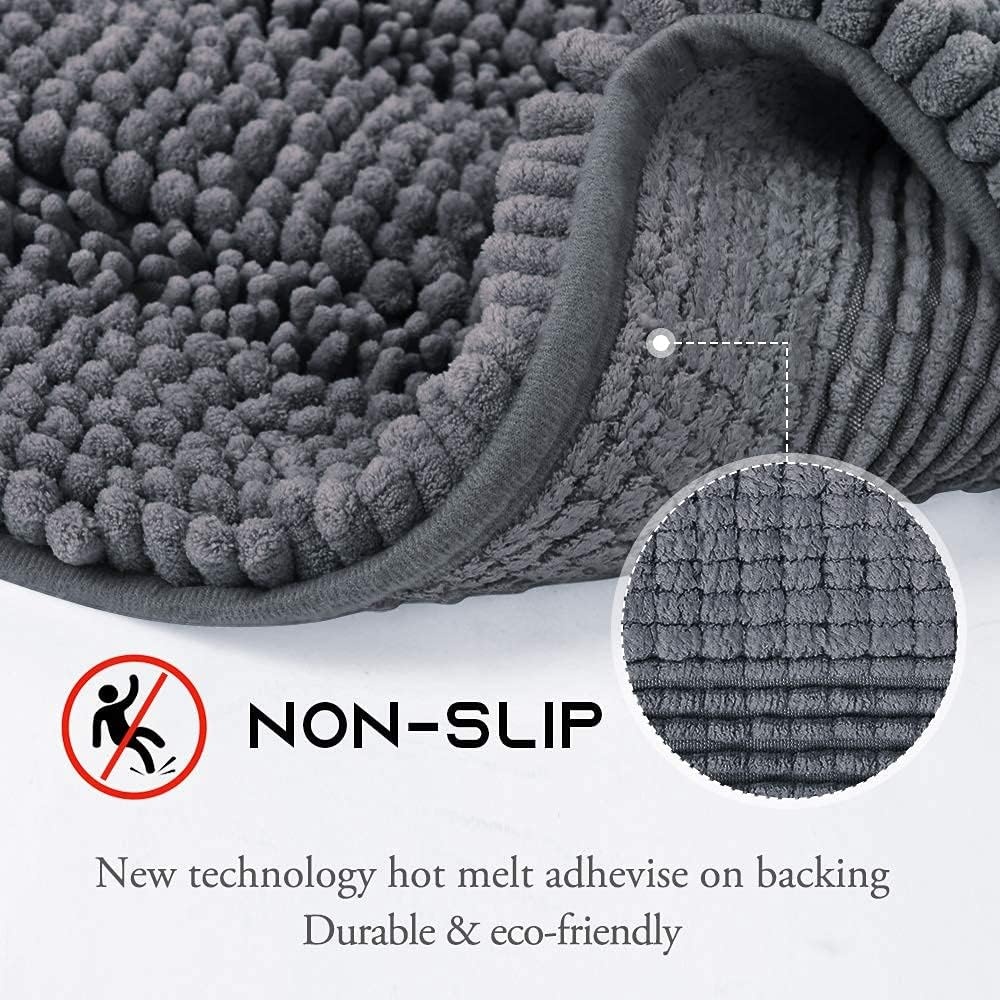 image:imageNICETOWN Black Bathroom Floor Mat AntiSlip Soft Living Room Bedroom Mat Floor Water Absorbent LowProfile Rug Doormat for Entry Mud Room Mat Back Door High Traffic Areas 47 x 24 inchesGrey