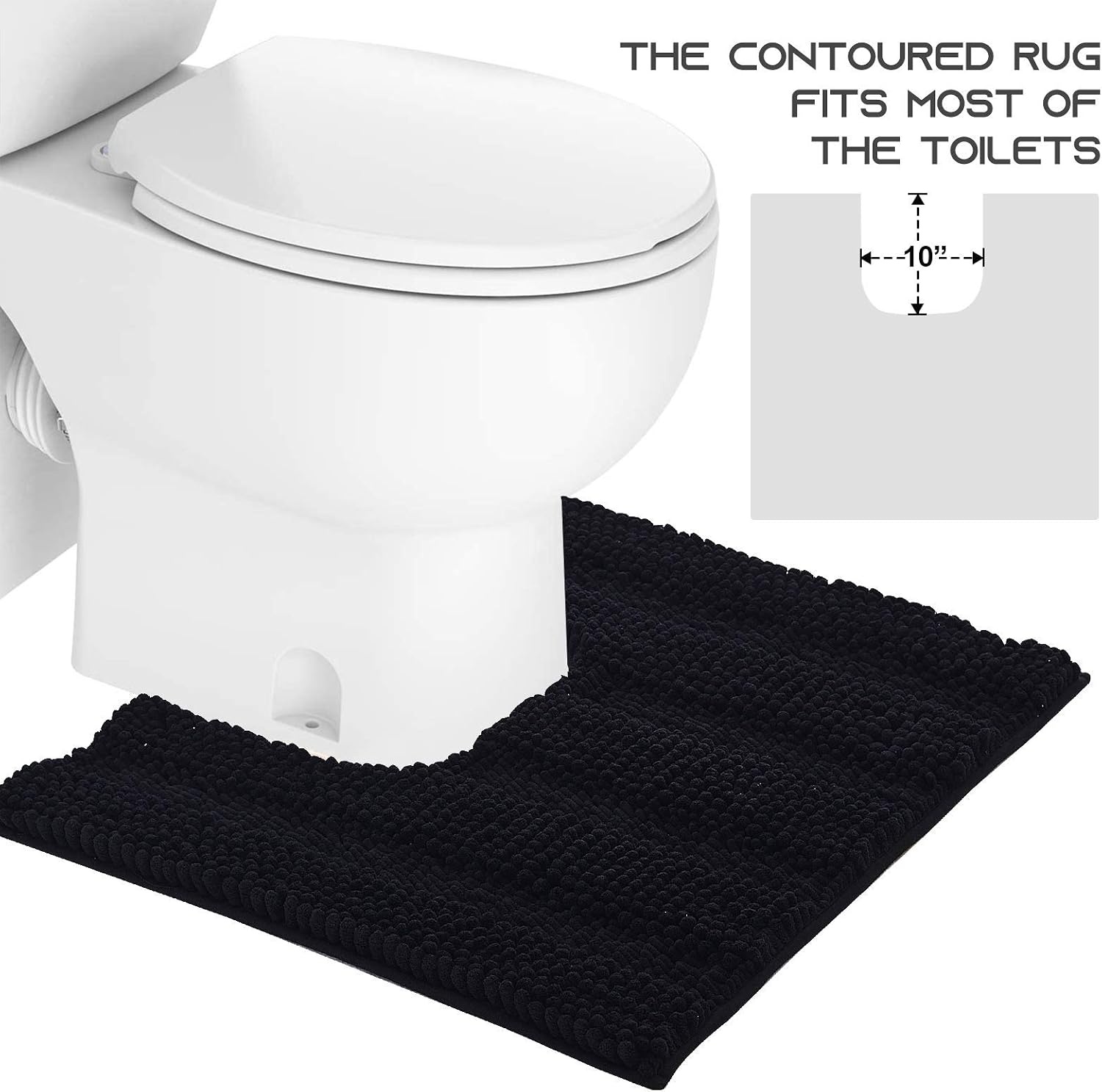 image:imageNICETOWN Black Bathroom Floor Mat AntiSlip Soft Living Room Bedroom Mat Floor Water Absorbent LowProfile Rug Doormat for Entry Mud Room Mat Back Door High Traffic Areas 47 x 24 inchesBlack