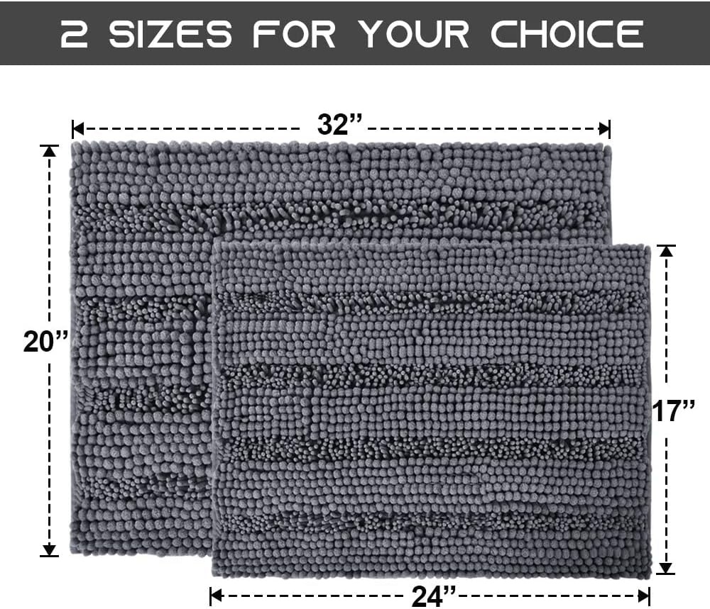 image:imageNICETOWN Black Bathroom Floor Mat AntiSlip Soft Living Room Bedroom Mat Floor Water Absorbent LowProfile Rug Doormat for Entry Mud Room Mat Back Door High Traffic Areas 47 x 24 inchesGrey