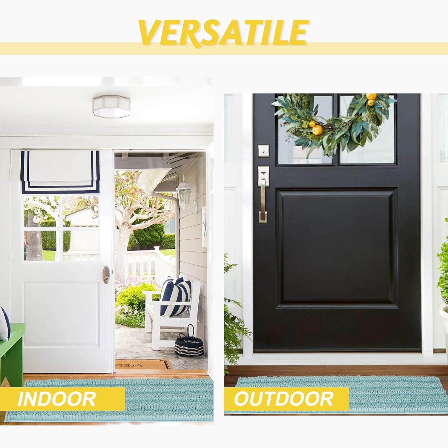 image:imageNICETOWN Black Bathroom Floor Mat AntiSlip Soft Living Room Bedroom Mat Floor Water Absorbent LowProfile Rug Doormat for Entry Mud Room Mat Back Door High Traffic Areas 47 x 24 inchesEggshell Green