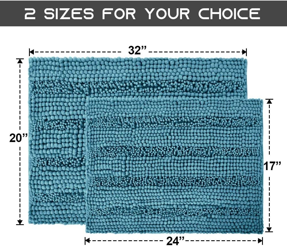 image:imageNICETOWN Black Bathroom Floor Mat AntiSlip Soft Living Room Bedroom Mat Floor Water Absorbent LowProfile Rug Doormat for Entry Mud Room Mat Back Door High Traffic Areas 47 x 24 inchesTeal Blue