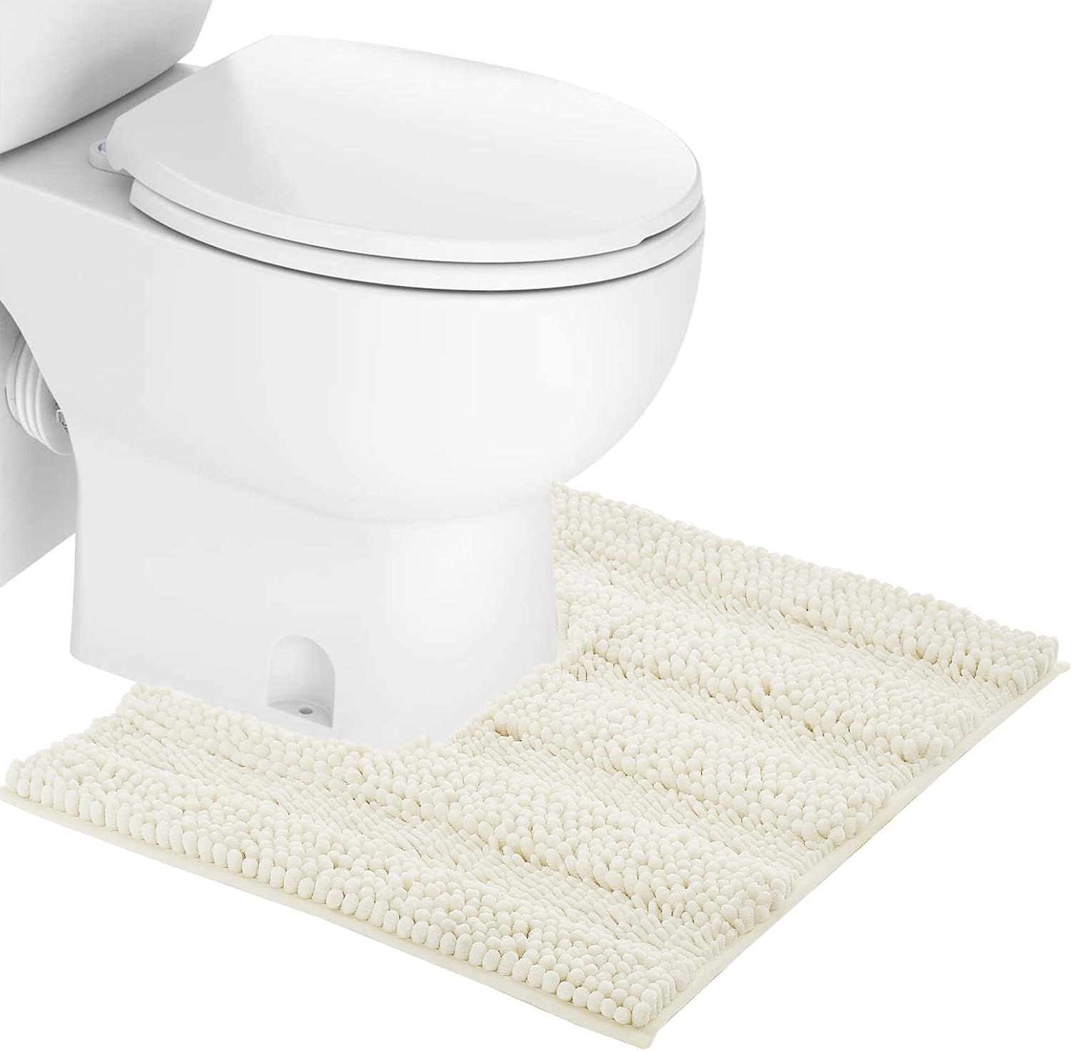 image:imageNICETOWN Black Bathroom Floor Mat AntiSlip Soft Living Room Bedroom Mat Floor Water Absorbent LowProfile Rug Doormat for Entry Mud Room Mat Back Door High Traffic Areas 47 x 24 inchesCream