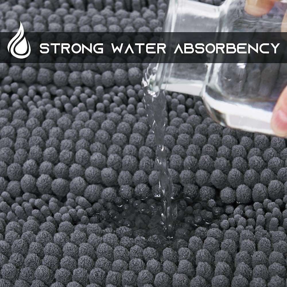 image:imageNICETOWN Black Bathroom Floor Mat AntiSlip Soft Living Room Bedroom Mat Floor Water Absorbent LowProfile Rug Doormat for Entry Mud Room Mat Back Door High Traffic Areas 47 x 24 inchesGrey