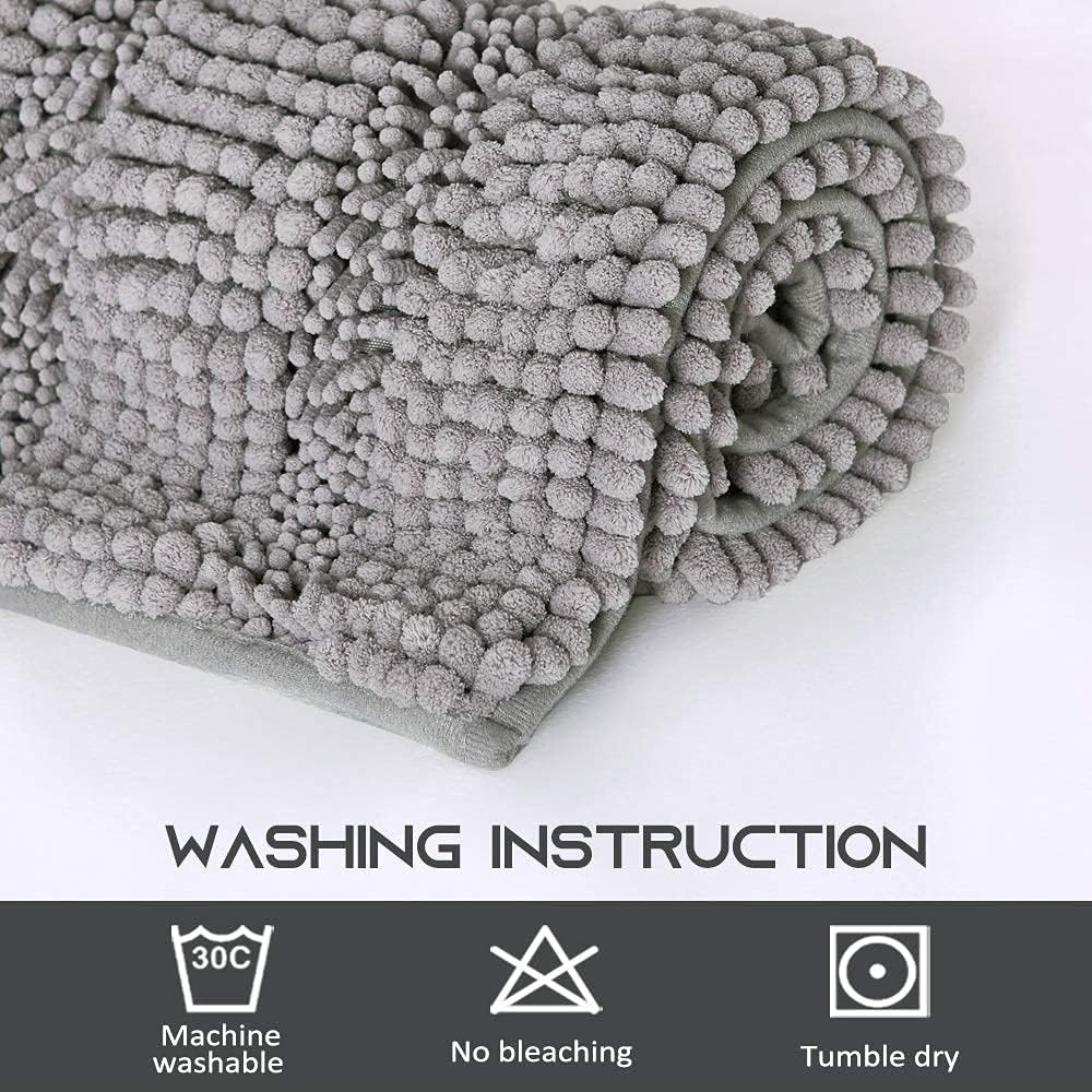 image:imageNICETOWN Black Bathroom Floor Mat AntiSlip Soft Living Room Bedroom Mat Floor Water Absorbent LowProfile Rug Doormat for Entry Mud Room Mat Back Door High Traffic Areas 47 x 24 inchesDove Grey