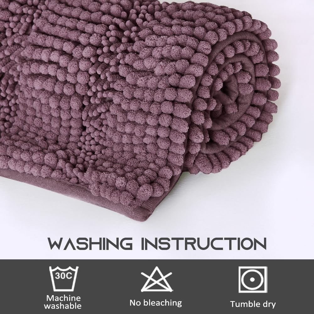 image:imageNICETOWN Black Bathroom Floor Mat AntiSlip Soft Living Room Bedroom Mat Floor Water Absorbent LowProfile Rug Doormat for Entry Mud Room Mat Back Door High Traffic Areas 47 x 24 inchesGreyish Purple