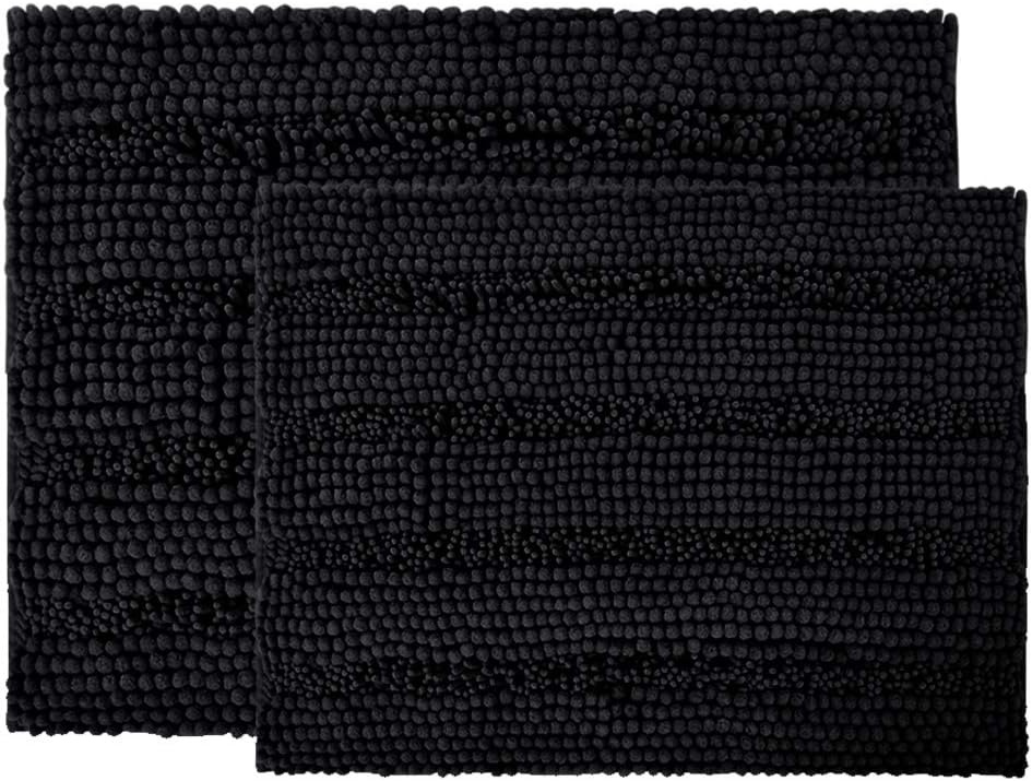 image:imageNICETOWN Black Bathroom Floor Mat AntiSlip Soft Living Room Bedroom Mat Floor Water Absorbent LowProfile Rug Doormat for Entry Mud Room Mat Back Door High Traffic Areas 47 x 24 inchesBlack