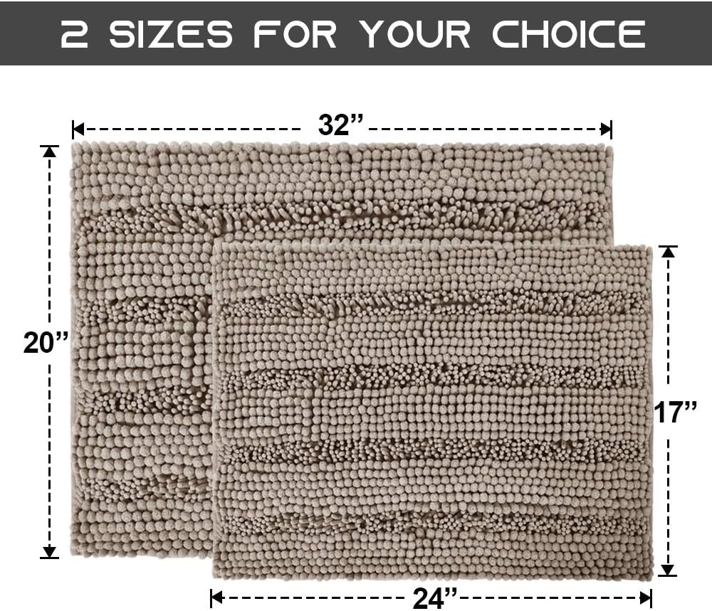 image:imageNICETOWN Black Bathroom Floor Mat AntiSlip Soft Living Room Bedroom Mat Floor Water Absorbent LowProfile Rug Doormat for Entry Mud Room Mat Back Door High Traffic Areas 47 x 24 inchesTaupe