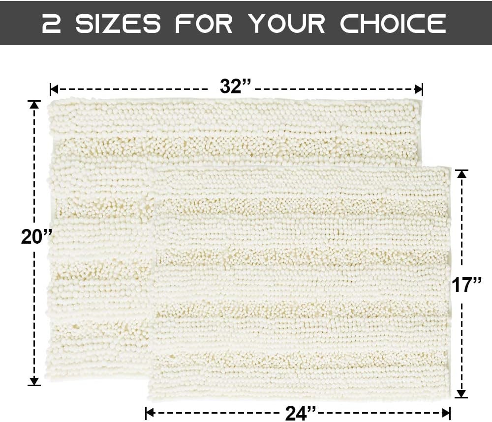 image:imageNICETOWN Black Bathroom Floor Mat AntiSlip Soft Living Room Bedroom Mat Floor Water Absorbent LowProfile Rug Doormat for Entry Mud Room Mat Back Door High Traffic Areas 47 x 24 inchesCream