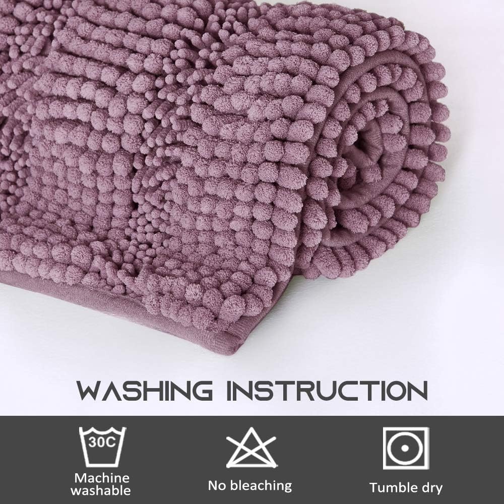 image:imageNICETOWN Black Bathroom Floor Mat AntiSlip Soft Living Room Bedroom Mat Floor Water Absorbent LowProfile Rug Doormat for Entry Mud Room Mat Back Door High Traffic Areas 47 x 24 inchesMauve