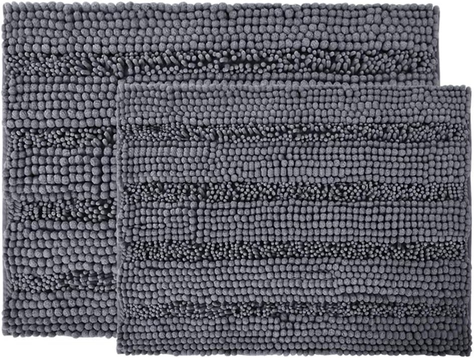 image:imageNICETOWN Black Bathroom Floor Mat AntiSlip Soft Living Room Bedroom Mat Floor Water Absorbent LowProfile Rug Doormat for Entry Mud Room Mat Back Door High Traffic Areas 47 x 24 inchesGrey