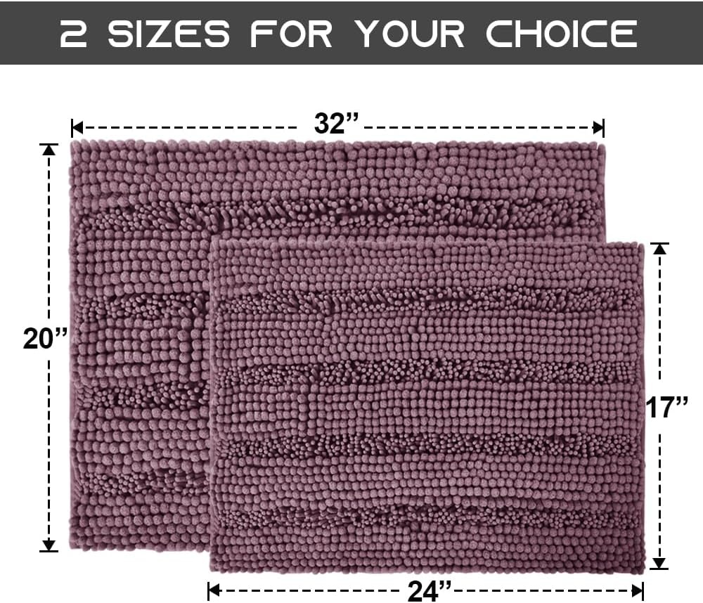 image:imageNICETOWN Black Bathroom Floor Mat AntiSlip Soft Living Room Bedroom Mat Floor Water Absorbent LowProfile Rug Doormat for Entry Mud Room Mat Back Door High Traffic Areas 47 x 24 inchesGreyish Purple