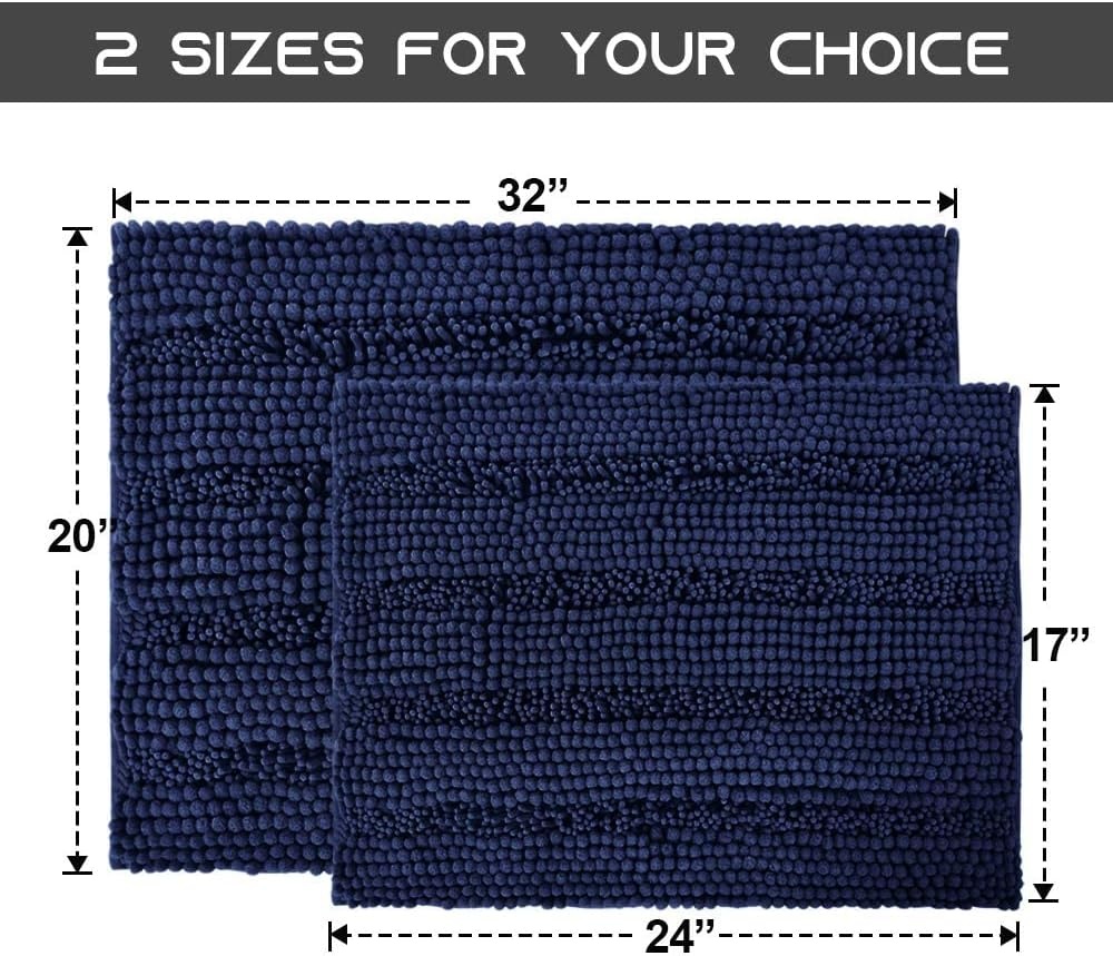 image:imageNICETOWN Black Bathroom Floor Mat AntiSlip Soft Living Room Bedroom Mat Floor Water Absorbent LowProfile Rug Doormat for Entry Mud Room Mat Back Door High Traffic Areas 47 x 24 inchesNavy