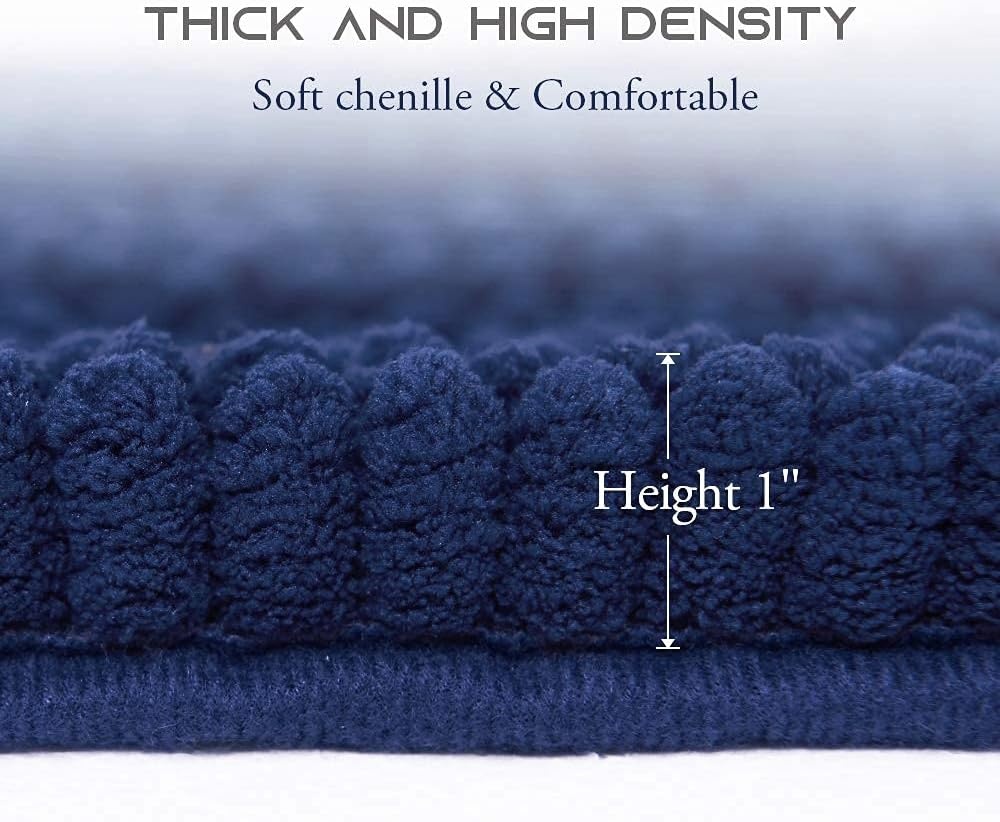 image:imageNICETOWN Black Bathroom Floor Mat AntiSlip Soft Living Room Bedroom Mat Floor Water Absorbent LowProfile Rug Doormat for Entry Mud Room Mat Back Door High Traffic Areas 47 x 24 inchesNavy