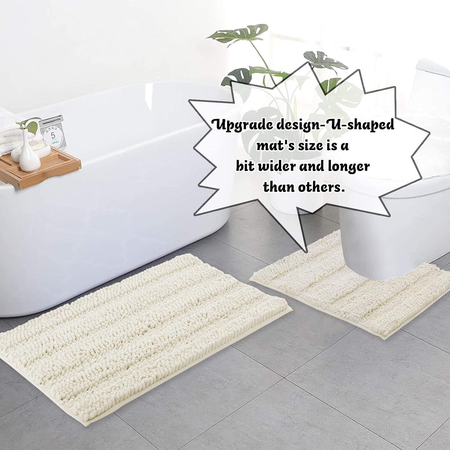 image:imageNICETOWN Black Bathroom Floor Mat AntiSlip Soft Living Room Bedroom Mat Floor Water Absorbent LowProfile Rug Doormat for Entry Mud Room Mat Back Door High Traffic Areas 47 x 24 inchesCream