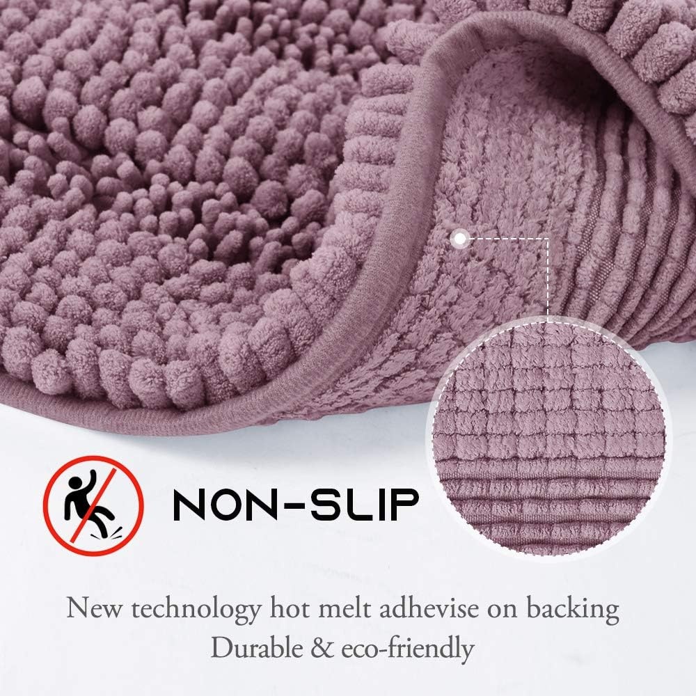 image:imageNICETOWN Black Bathroom Floor Mat AntiSlip Soft Living Room Bedroom Mat Floor Water Absorbent LowProfile Rug Doormat for Entry Mud Room Mat Back Door High Traffic Areas 47 x 24 inchesPurple