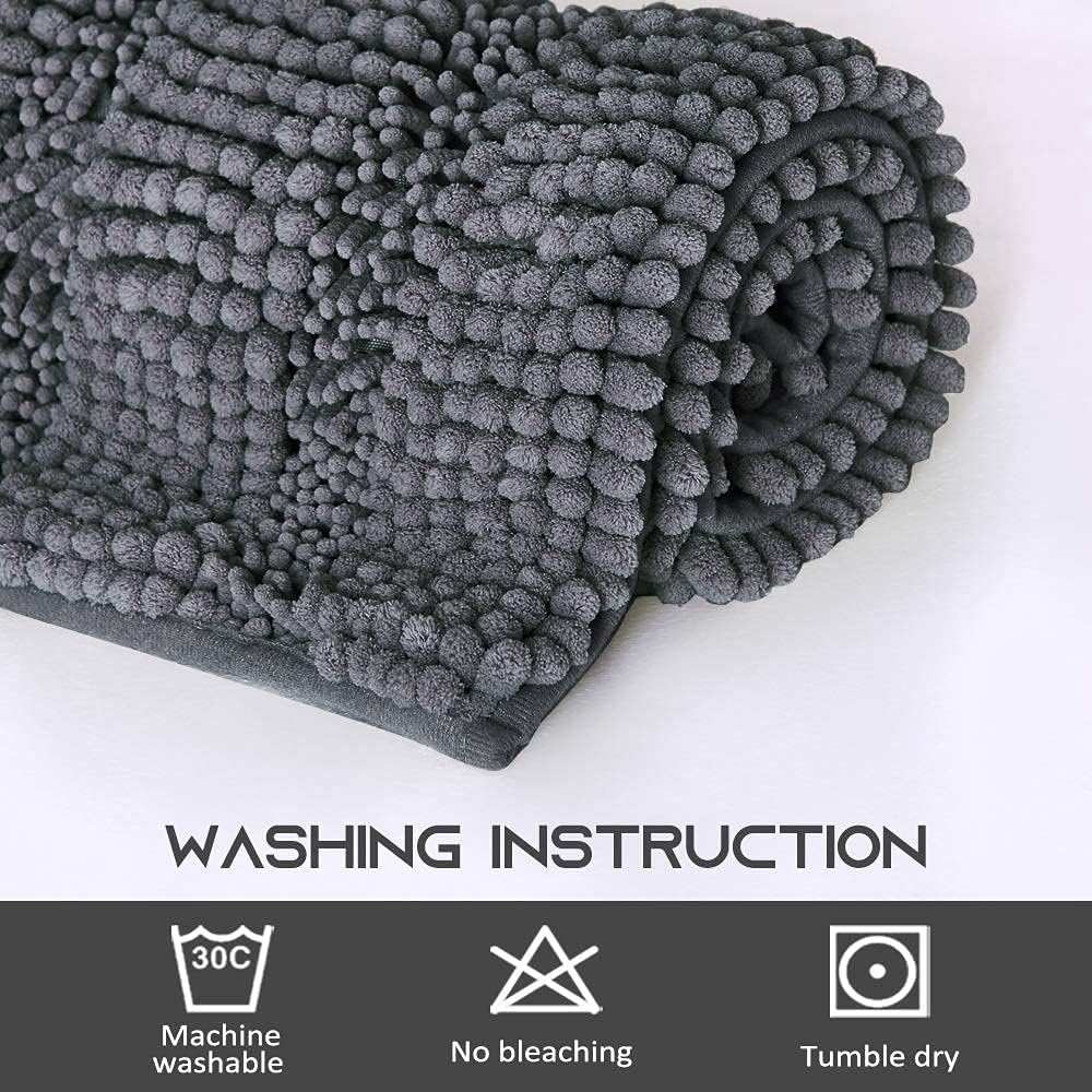 image:imageNICETOWN Black Bathroom Floor Mat AntiSlip Soft Living Room Bedroom Mat Floor Water Absorbent LowProfile Rug Doormat for Entry Mud Room Mat Back Door High Traffic Areas 47 x 24 inchesGrey