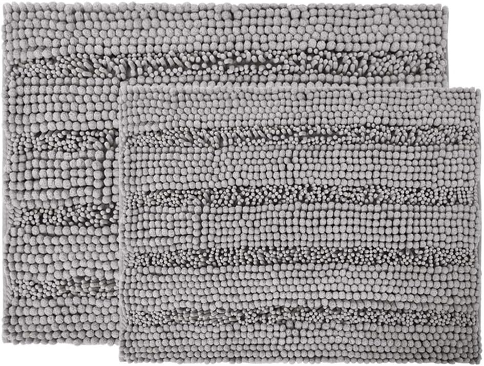 image:imageNICETOWN Black Bathroom Floor Mat AntiSlip Soft Living Room Bedroom Mat Floor Water Absorbent LowProfile Rug Doormat for Entry Mud Room Mat Back Door High Traffic Areas 47 x 24 inchesDove Grey