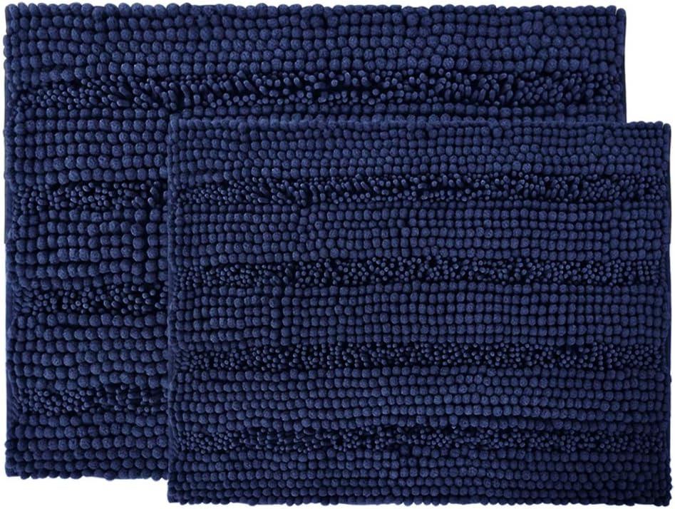 image:imageNICETOWN Black Bathroom Floor Mat AntiSlip Soft Living Room Bedroom Mat Floor Water Absorbent LowProfile Rug Doormat for Entry Mud Room Mat Back Door High Traffic Areas 47 x 24 inchesNavy